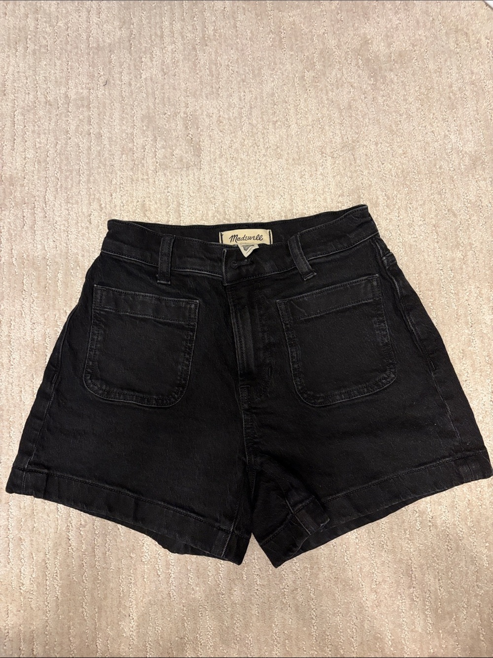 Madewell Black Front-Pocket Denim Shorts